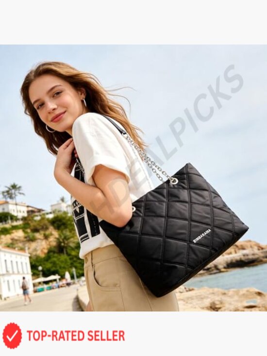 Quilted Tote Shoulder Bag Adjustable Chain Crossbody Lightweight Puffy Travel main image 1